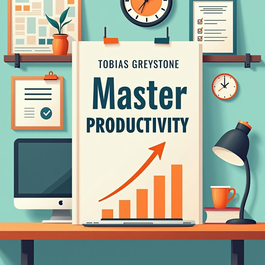 A flat book cover design for 'Master Productivity' by Tobias Greystone