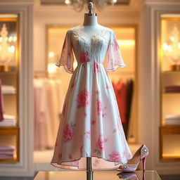 A stunning fashion design showcasing a beautiful dress and elegant shoes