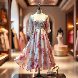 A stunning fashion design showcasing a beautiful dress and elegant shoes