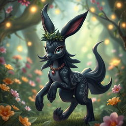 A beautiful female haregon, a mythical creature with rabbit-like features, showcasing her long ears and playful demeanor