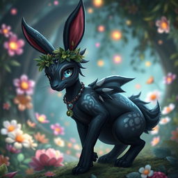 A beautiful female haregon, a mythical creature with rabbit-like features, showcasing her long ears and playful demeanor
