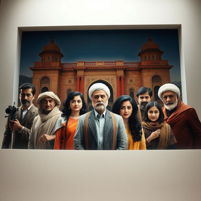 A captivating representation of Iranian cinema, featuring a montage of iconic films, actors, and landscapes significant to the film industry in Iran