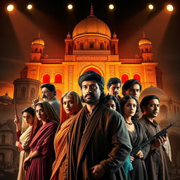 A captivating representation of Iranian cinema, featuring a montage of iconic films, actors, and landscapes significant to the film industry in Iran