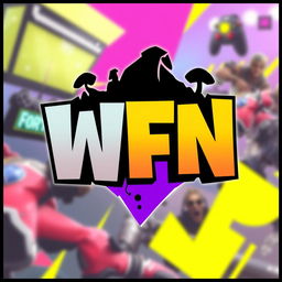 A vibrant and dynamic logo for a Fortnite-themed channel featuring the letters 'WFN' in bold, stylized font