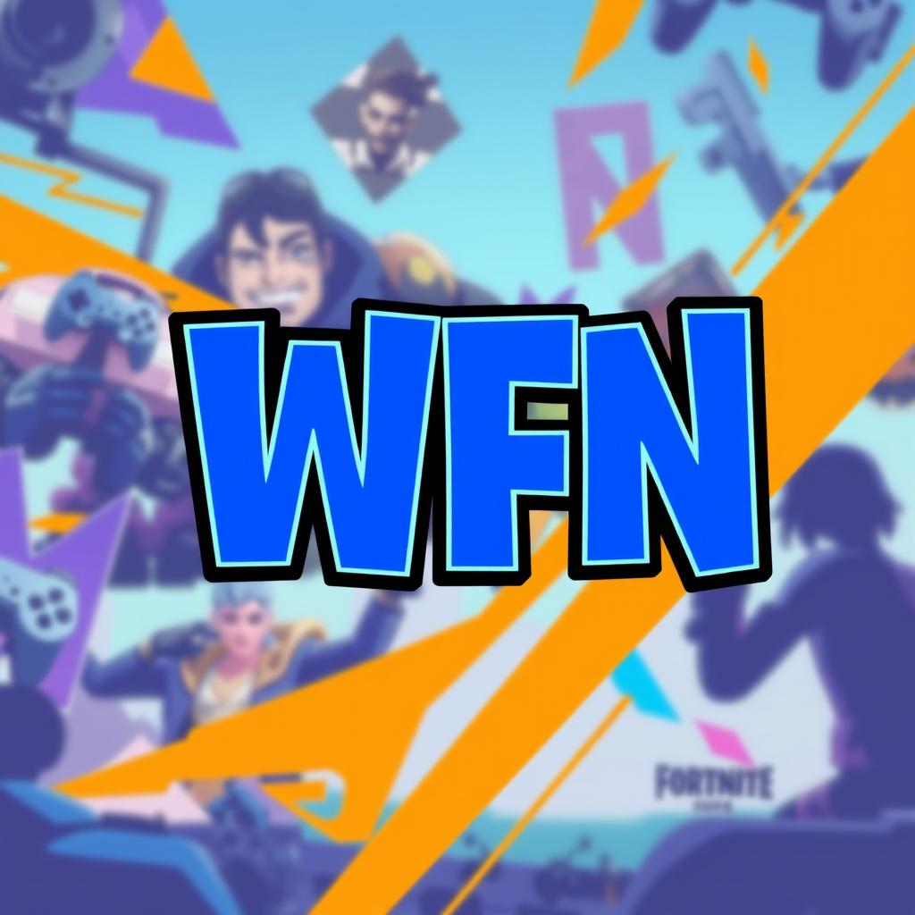 A vibrant and dynamic logo for a Fortnite-themed channel featuring the letters 'WFN' in bold, stylized font