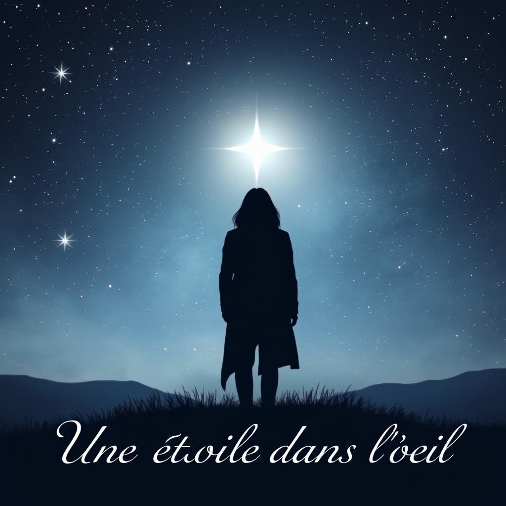 A book cover for 'Une étoile dans l'oeil' which symbolizes themes of grief and death, featuring a serene and ethereal design