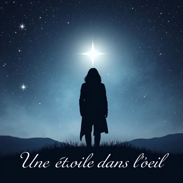 A book cover for 'Une étoile dans l'oeil' which symbolizes themes of grief and death, featuring a serene and ethereal design