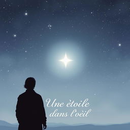 A book cover for 'Une étoile dans l'oeil' which symbolizes themes of grief and death, featuring a serene and ethereal design