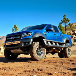 A rugged Ford Ranger pickup truck parked in an adventurous outdoor setting