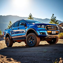 A rugged Ford Ranger pickup truck parked in an adventurous outdoor setting