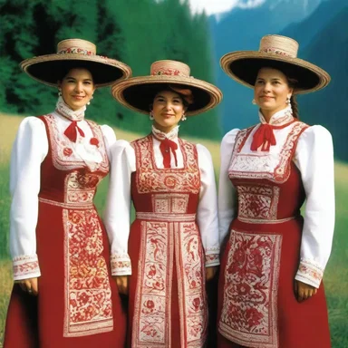 The traditional Tyrolese costumes, with their distinctive hats and intricate embroidery, have inspired many fashion designers.