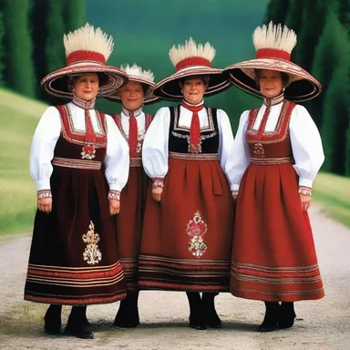 The traditional Tyrolese costumes, with their distinctive hats and intricate embroidery, have inspired many fashion designers.