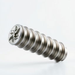 A high-resolution image of a multi-lead screw with multiple, symmetrical threads winding along its length