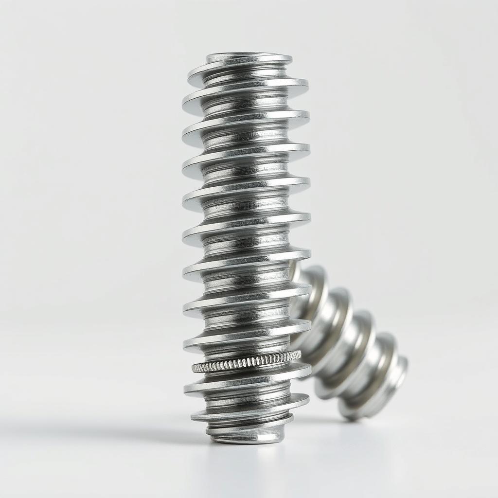 A high-resolution image of a multi-lead screw with multiple, symmetrical threads winding along its length