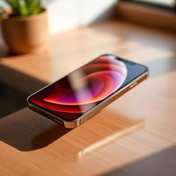 A stunning view of the iPhone 16 Pro Max in an elegant brown color, showcasing its sleek design and shiny glass finish