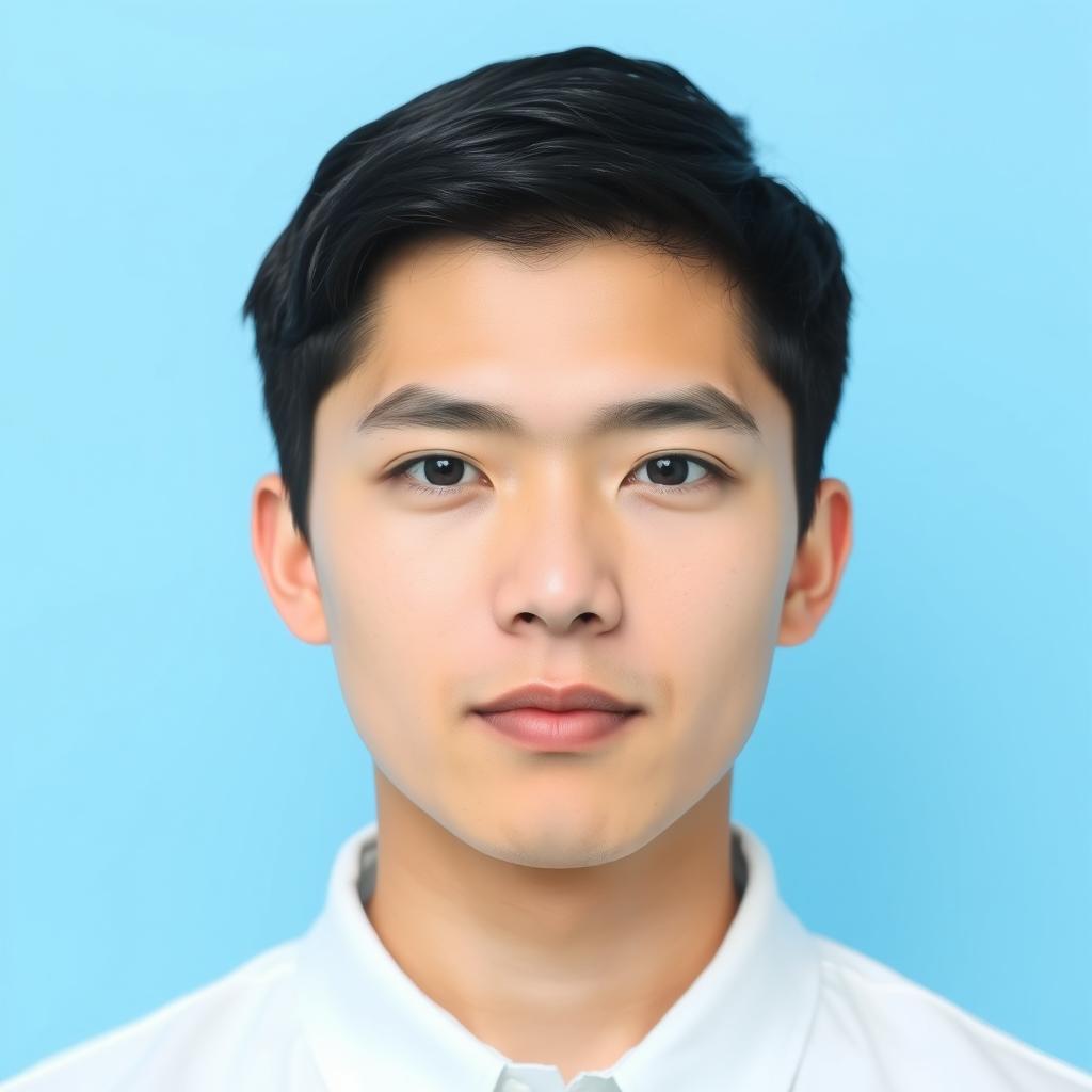 A clear and professional passport size photo featuring a young adult