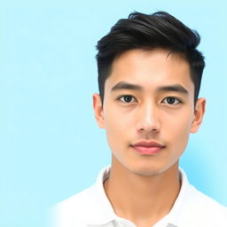 A clear and professional passport size photo featuring a young adult