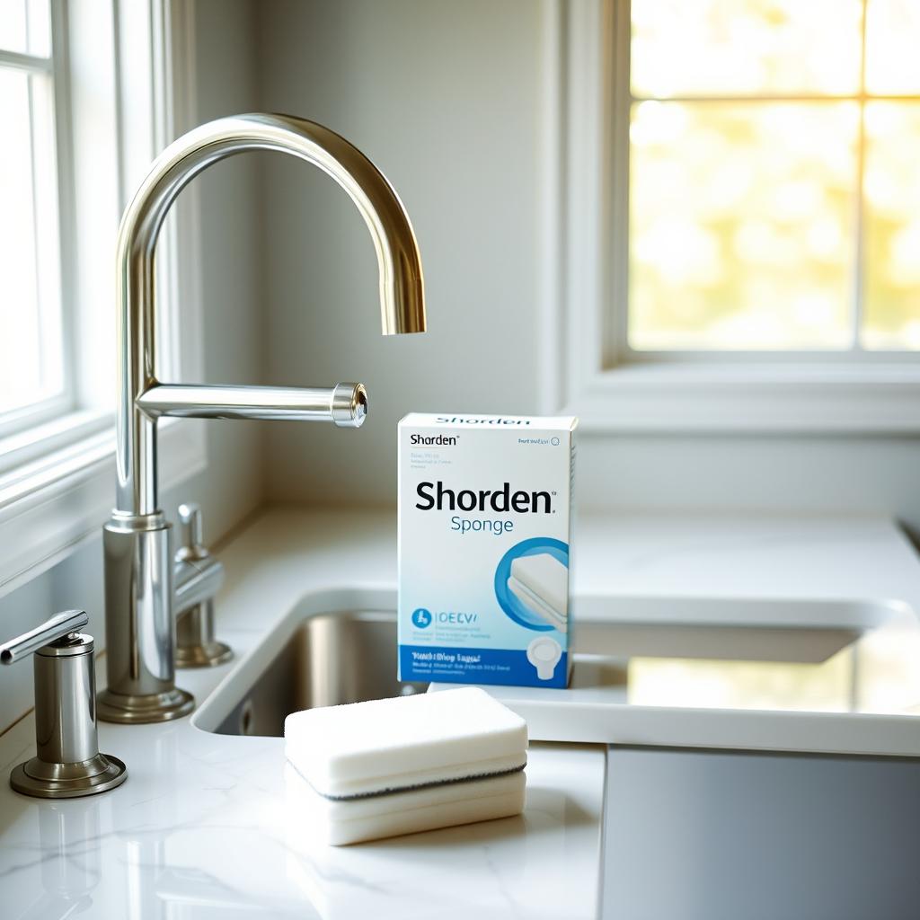 A modern and stylish kitchen sink featuring stainless steel faucets, a white marble countertop, and a window with natural light in the background
