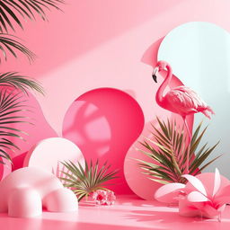 A vibrant, stylized background featuring various shades of flamingo pink, including soft pastels and bold hues