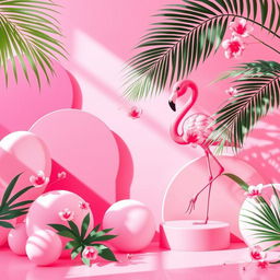 A vibrant, stylized background featuring various shades of flamingo pink, including soft pastels and bold hues