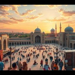 A detailed artistic representation of Isfahan, showcasing its rich cultural heritage and stunning architecture
