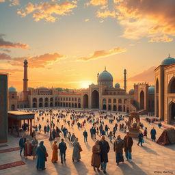 A detailed artistic representation of Isfahan, showcasing its rich cultural heritage and stunning architecture