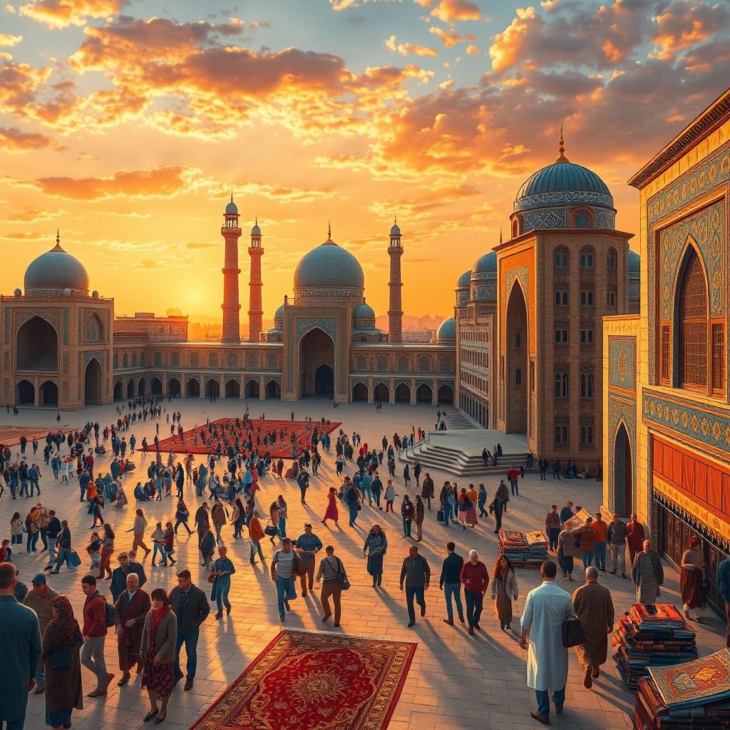 A detailed artistic representation of Isfahan, showcasing its rich cultural heritage and stunning architecture