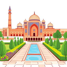 An inviting and easy-to-understand drawing of Isfahan, focusing on its iconic landmarks like the stunning Sheikh Lotfallah Mosque and the vibrant Naqsh-e Jahan Square