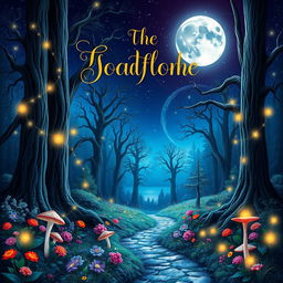 A beautiful and enchanting book cover design featuring a mystical forest scene