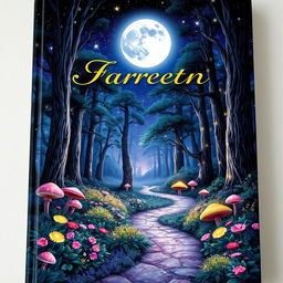 A beautiful and enchanting book cover design featuring a mystical forest scene