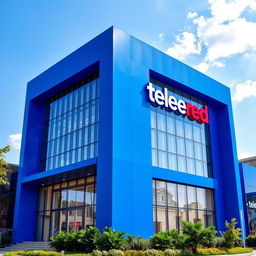 A striking blue building designed for a television network called TeleRed