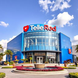 A luxurious blue building designed for a television network named TeleRed