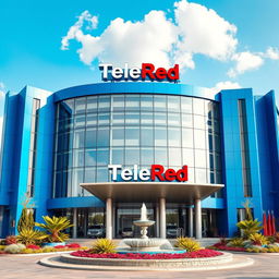 A luxurious blue building designed for a television network named TeleRed