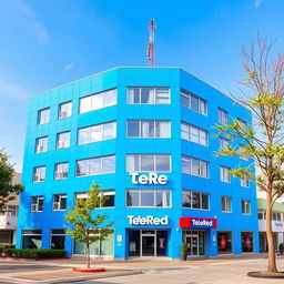 A seven-story building for the television chain TeleRed, showcasing a vibrant blue facade