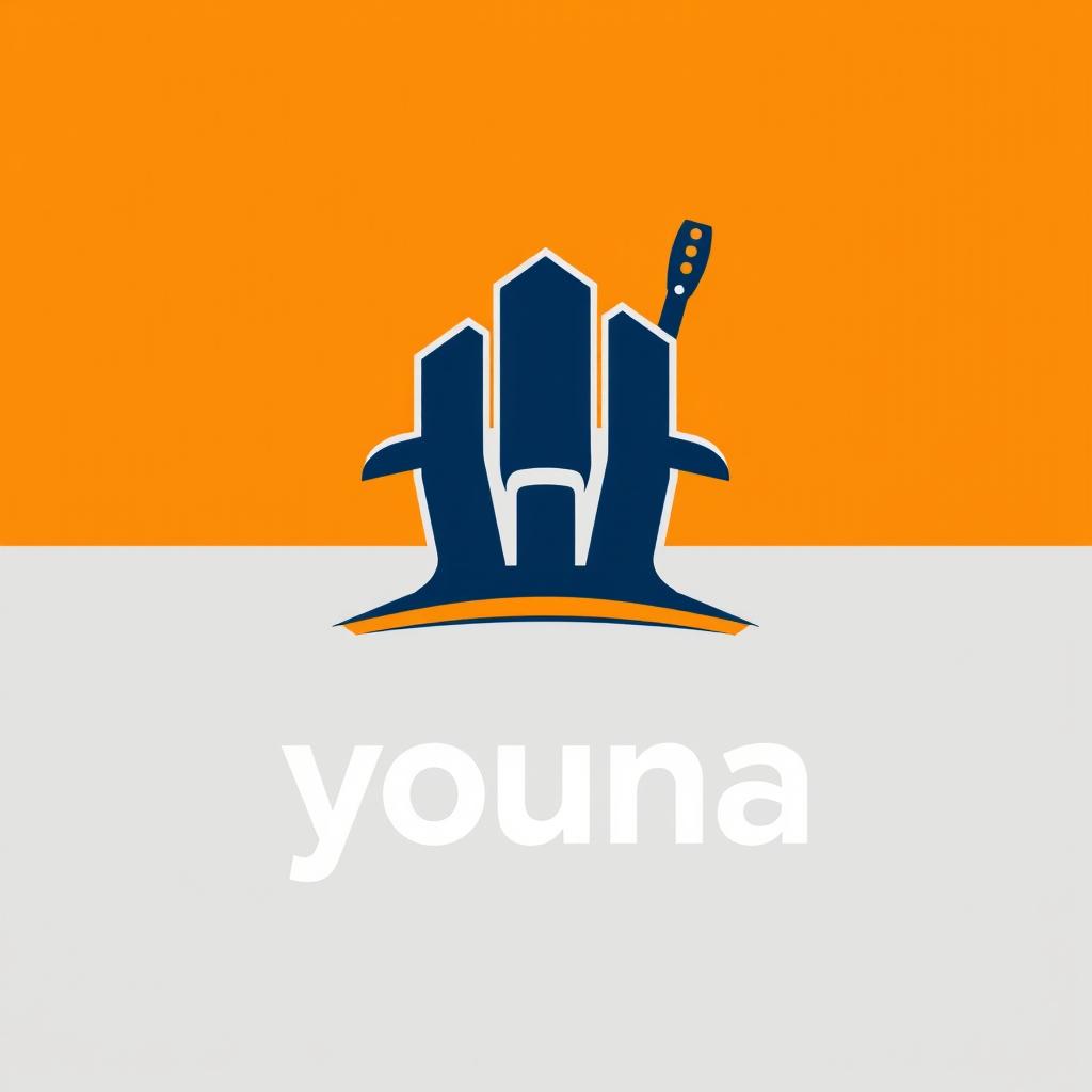 A modern, sleek logo design for a construction company featuring the word 'youna'
