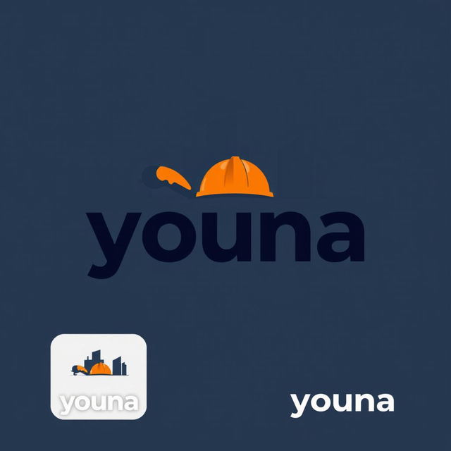 A modern, sleek logo design for a construction company featuring the word 'youna'