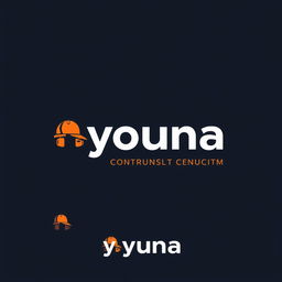 A modern, sleek logo design for a construction company featuring the word 'youna'