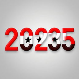 The year '2025' artistically designed with the colors of the Syrian flag