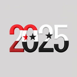 The year '2025' artistically designed with the colors of the Syrian flag