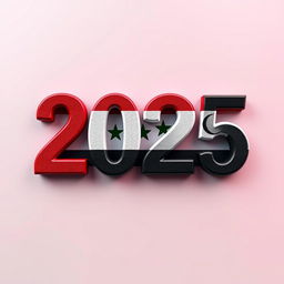 The year '2025' creatively designed with artistic flair, using the colors of the Syrian flag