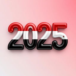 The year '2025' artistically displayed in a creative and imaginative style, utilizing the colors of the Syrian flag
