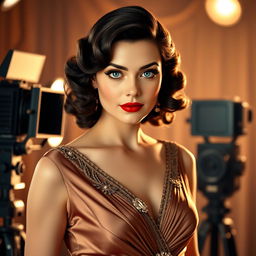 A glamorous fictional 1930s actress named Lilóf Monroe, exuding old Hollywood charm and sophistication