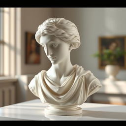 A finely detailed sculpture created from Plaster of Paris, showcasing intricate textures and a smooth finish