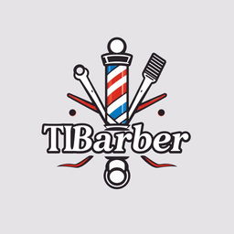 A stylish and modern barber logo featuring the text 'TLBarber' elegantly integrated into the design