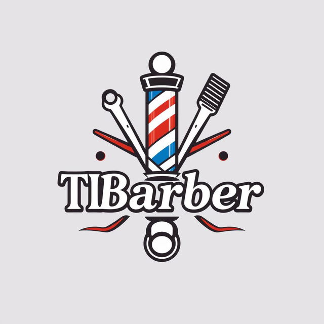 A stylish and modern barber logo featuring the text 'TLBarber' elegantly integrated into the design