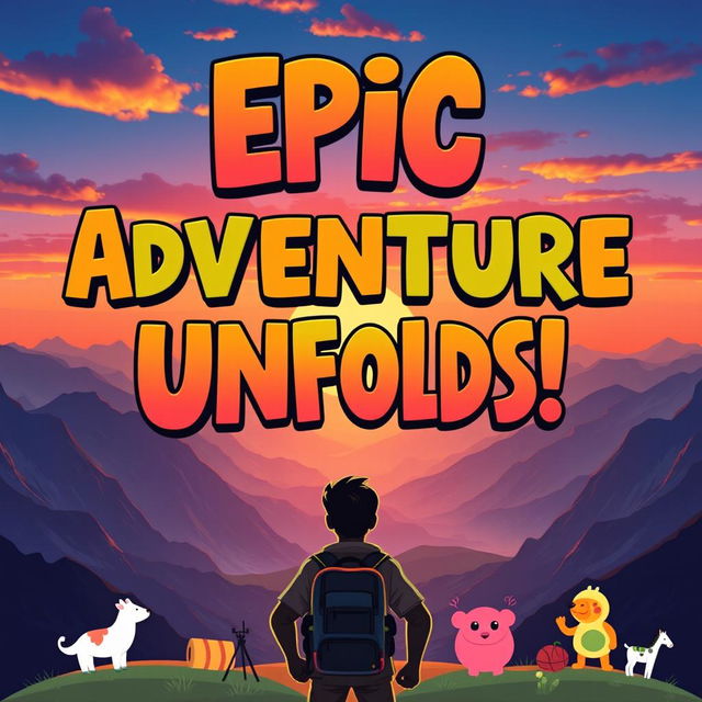 A colorful and eye-catching YouTube thumbnail featuring bold text that reads 'Epic Adventure Unfolds!' in a fun, adventurous font