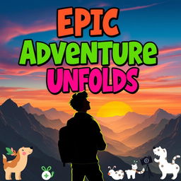 A colorful and eye-catching YouTube thumbnail featuring bold text that reads 'Epic Adventure Unfolds!' in a fun, adventurous font