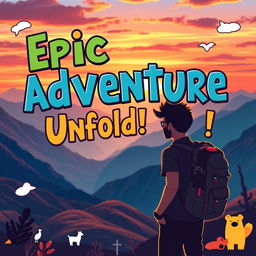 A colorful and eye-catching YouTube thumbnail featuring bold text that reads 'Epic Adventure Unfolds!' in a fun, adventurous font