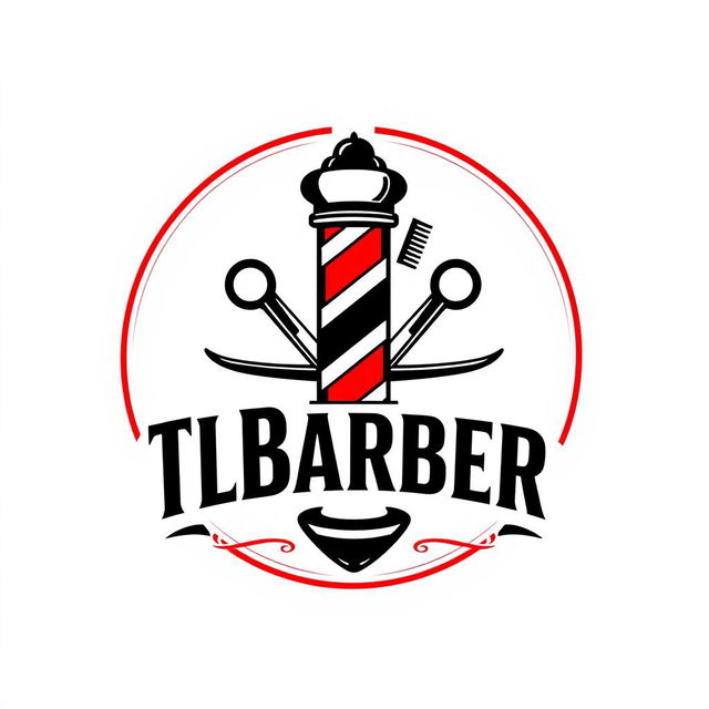 A sleek and professional barber logo featuring the text 'TLBarber' prominently displayed