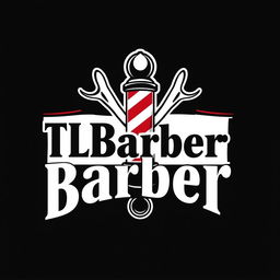 A professional and eye-catching barber logo featuring the text 'TLBarber' prominently displayed